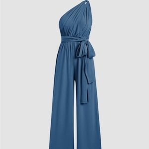 Solid rib knotted jumpsuit
